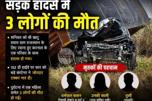 करनाल के एक ही परिवार के सड़क हादसे में 3 लोगों की मौ+त